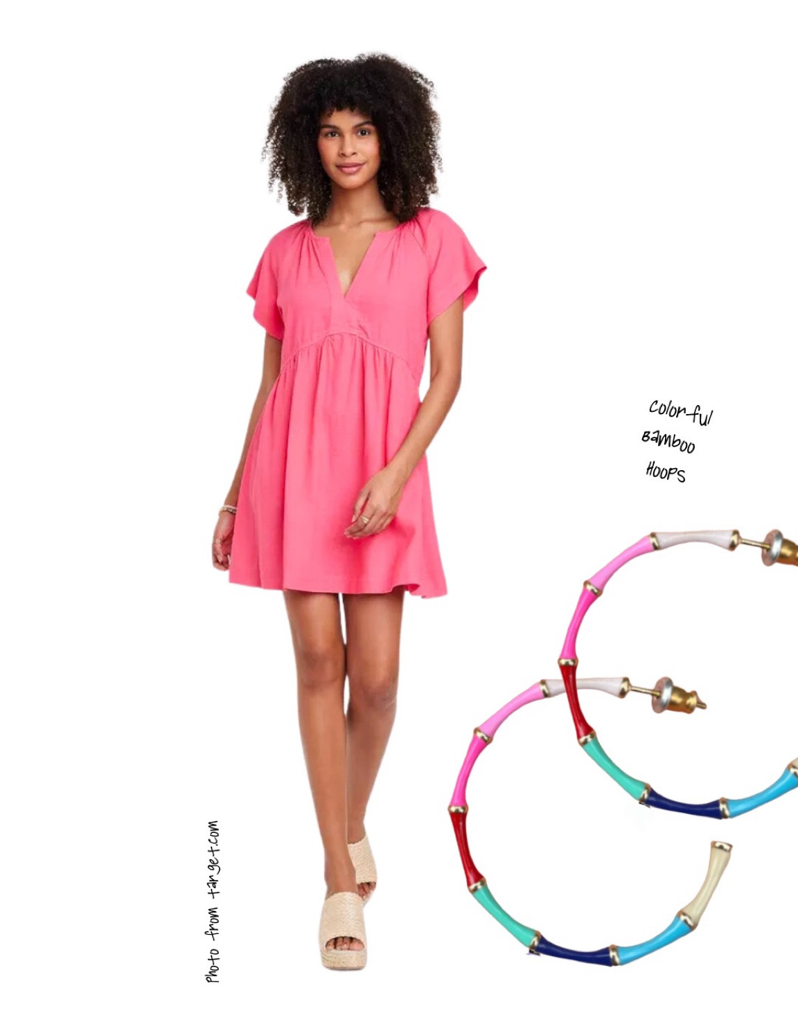This target dress is under $25 and pairs perfectly with our colorful bamboo hoops! 

#LTKstyletip #LTKunder50