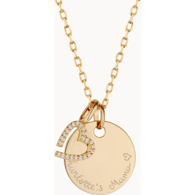 Merci Maman | Personalized Crystal M Necklace, 18K (Gold Plated, One Size) | Maisonette | Maisonette