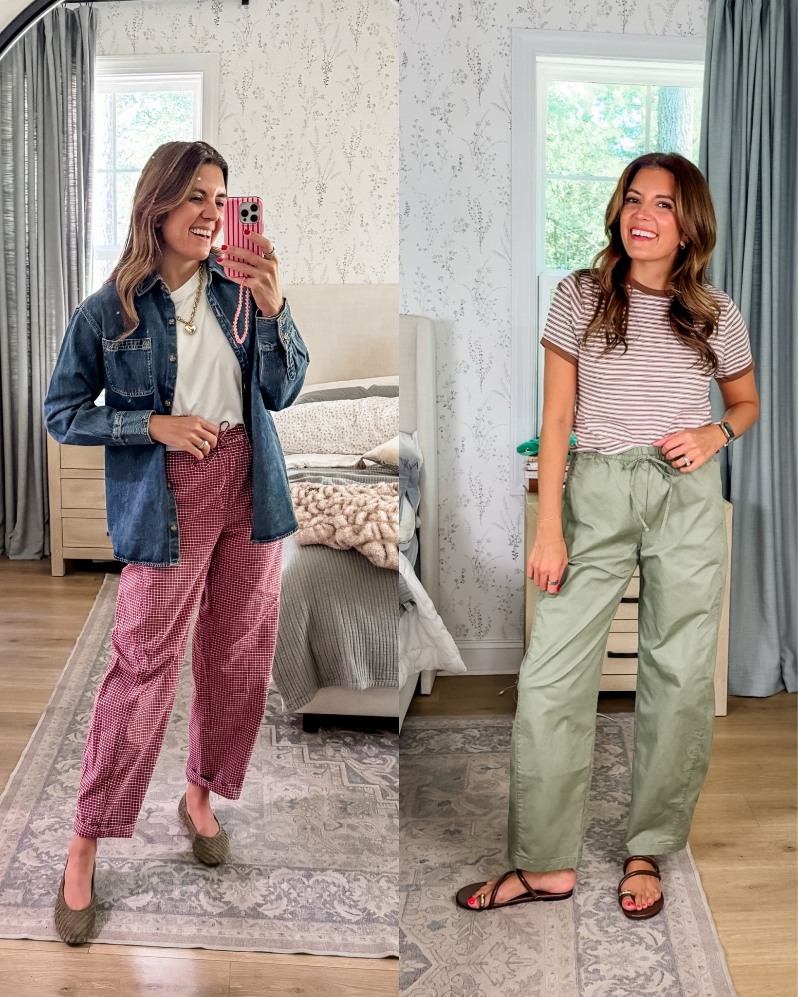 The cutest elastic waist barrel pants. Relaxed fit! I’m 5’7” in the xs long length.