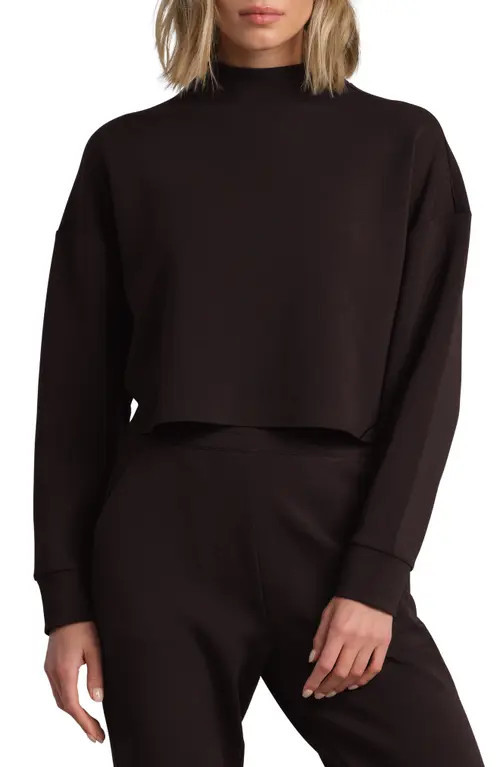 Rhone DreamGlow Mock Neck Crop Sweatshirt in Dark Espresso at Nordstrom, Size Small | Nordstrom