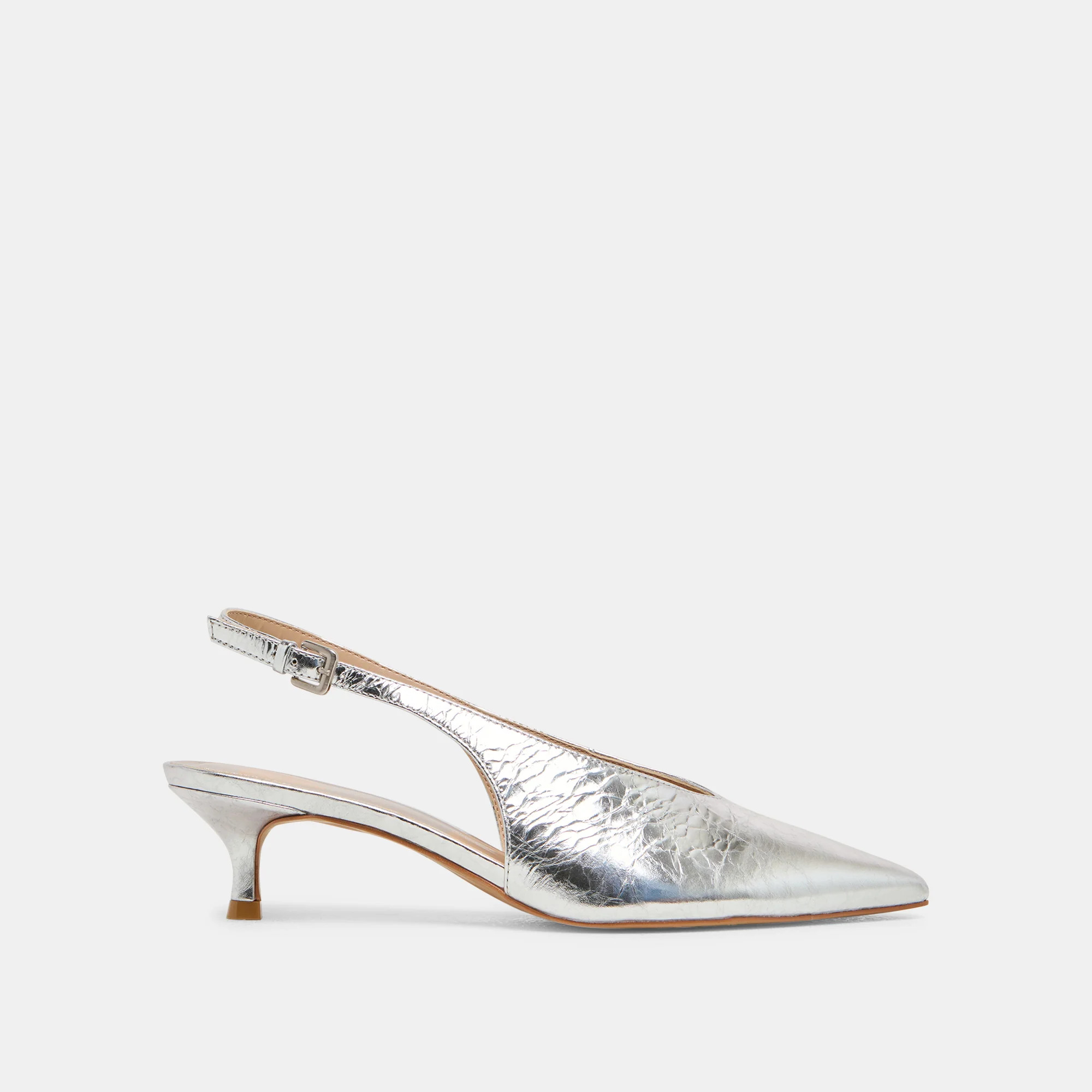 ALENNA HEELS SILVER DISTRESSED LEATHER | DolceVita.com