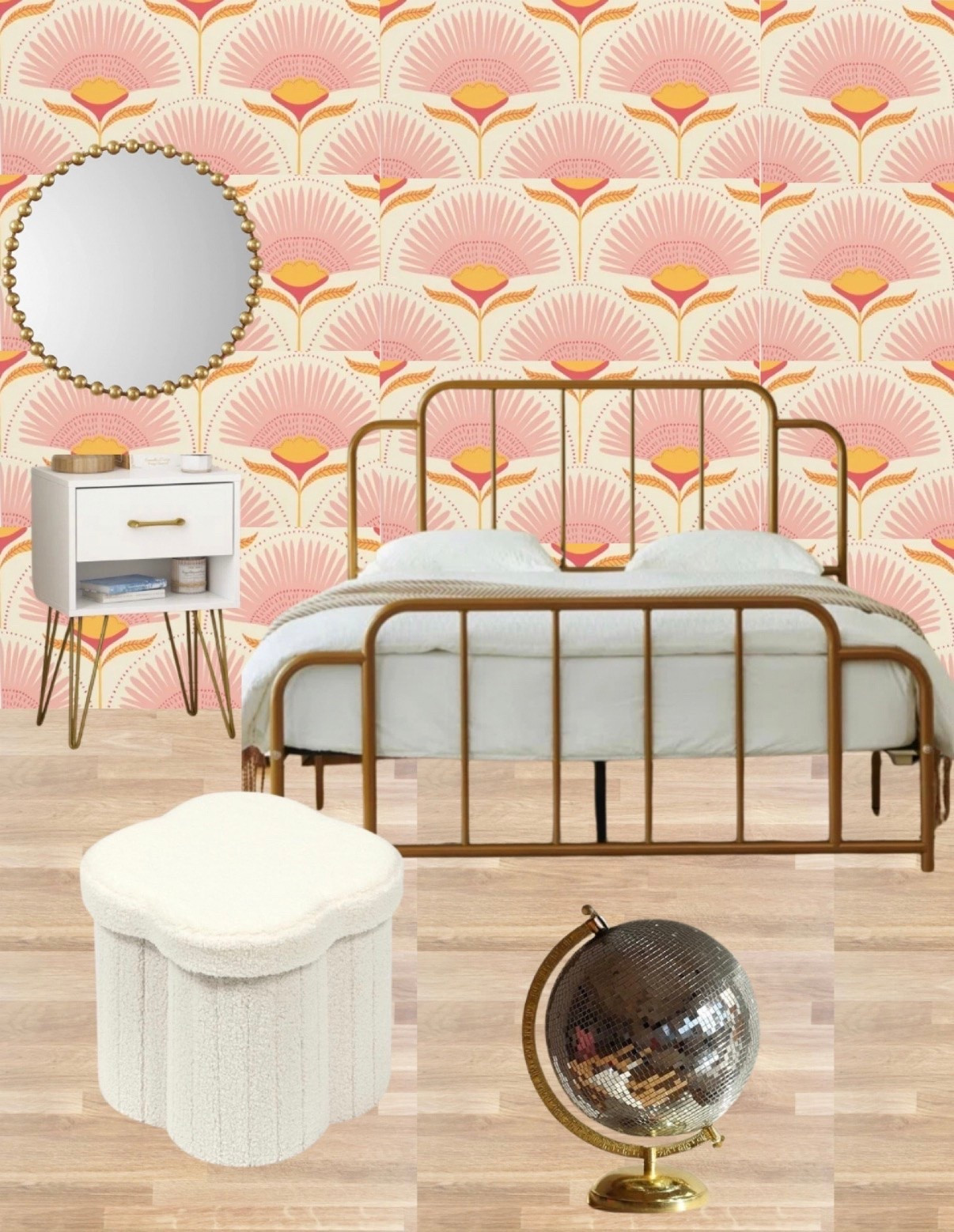 Teen girl bedroom mood board, teen girl bedroom ideas, gold bed frame, anthro, anthropologie, looks for less, wayfair furniture, wayfair bed, amazon furniture, pottery barn, eclectic bedroom, bedroom mood board, nightstand, girls pink bedroom design

#LTKKids #LTKU #LTKHome