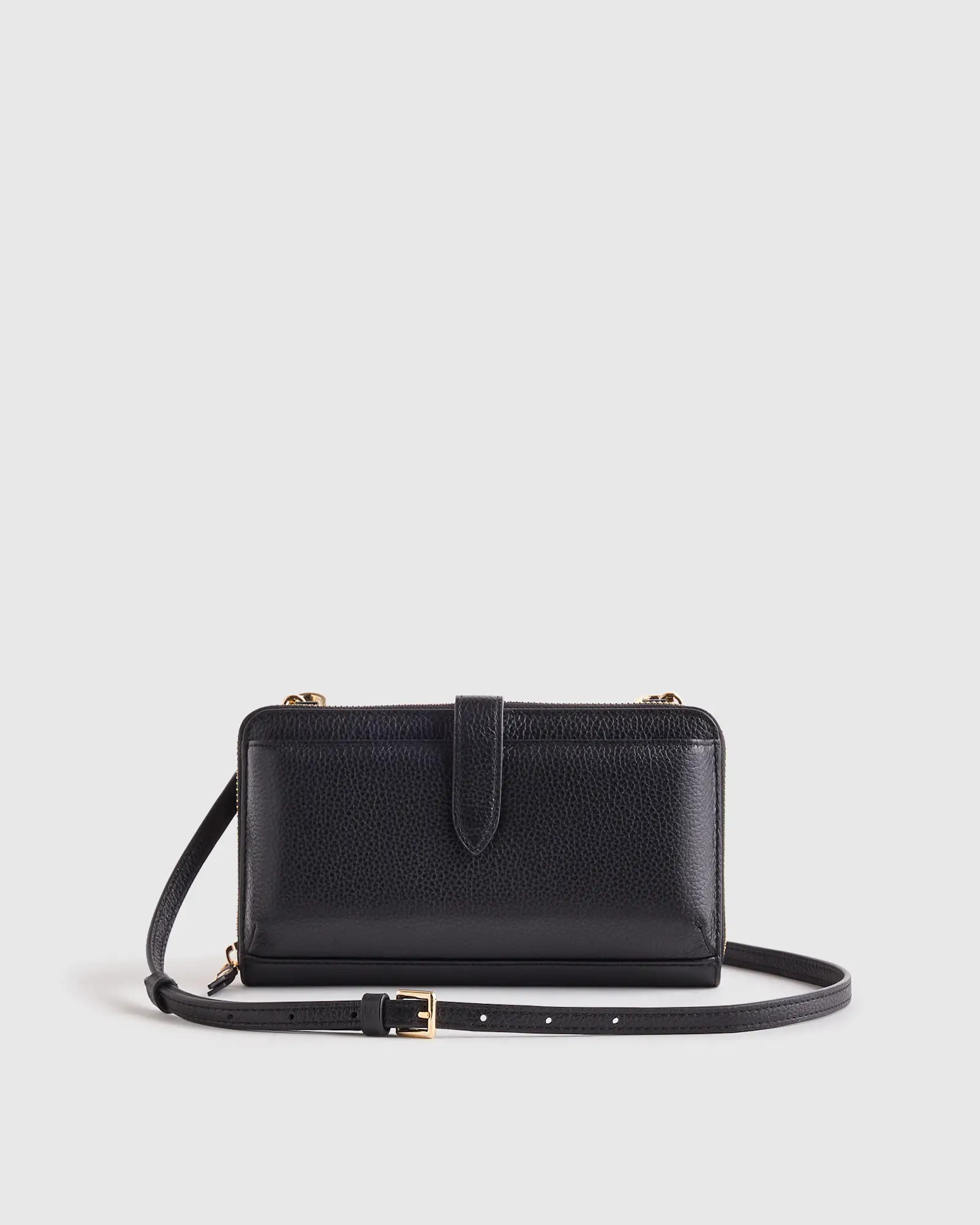 Italian Leather Phone Wallet Crossbody in Black | Quince