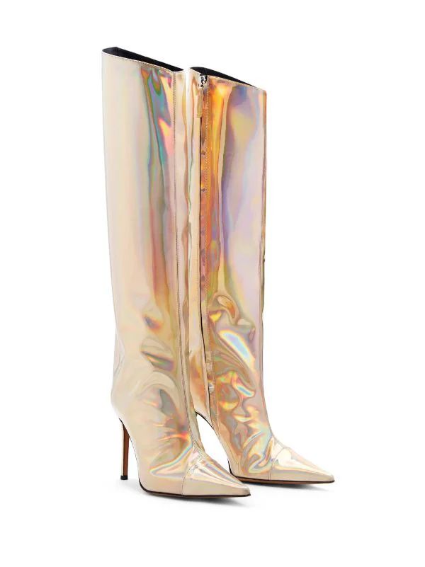 Alexandre Vauthier 100mm Holographic knee-high Boots - Farfetch | Farfetch Global