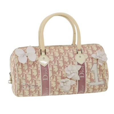 Christian Dior Trotter Canvas Flower Hand Bag Pink Auth rd3685 | eBay US