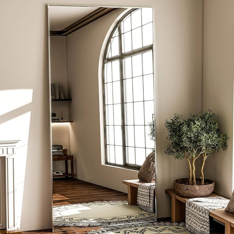 GLSLAND 71"x31" Full Length Mirror Extra Large Hanging or Leaning Rectangle Mirror Aluminum Alloy... | Amazon (US)