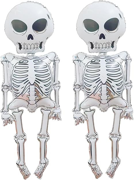 2 Pieces 34x62 Inches Scary Skeleton Foil Balloons - Large Spooky Mylar Life Size Skull Balloons ... | Amazon (US)
