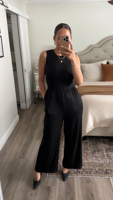 The Summer jumpsuit that’s suitable for cocktail hour , dinner or a girls night! Wearing a size small 
 5’4”/130

#LTKStyleTip #LTKFindsUnder50 #LTKU