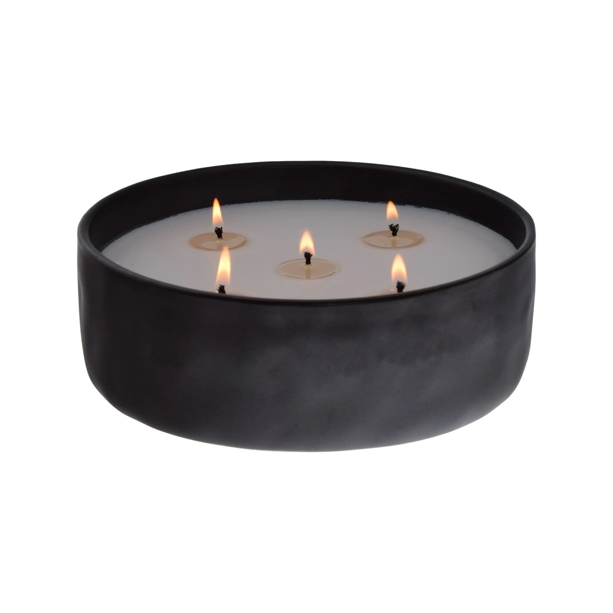 Home Decor Collection 43.7 oz Blue Citron & Coconut Scented 5-Wick Black Glazed Ceramic Candle | Walmart (US)