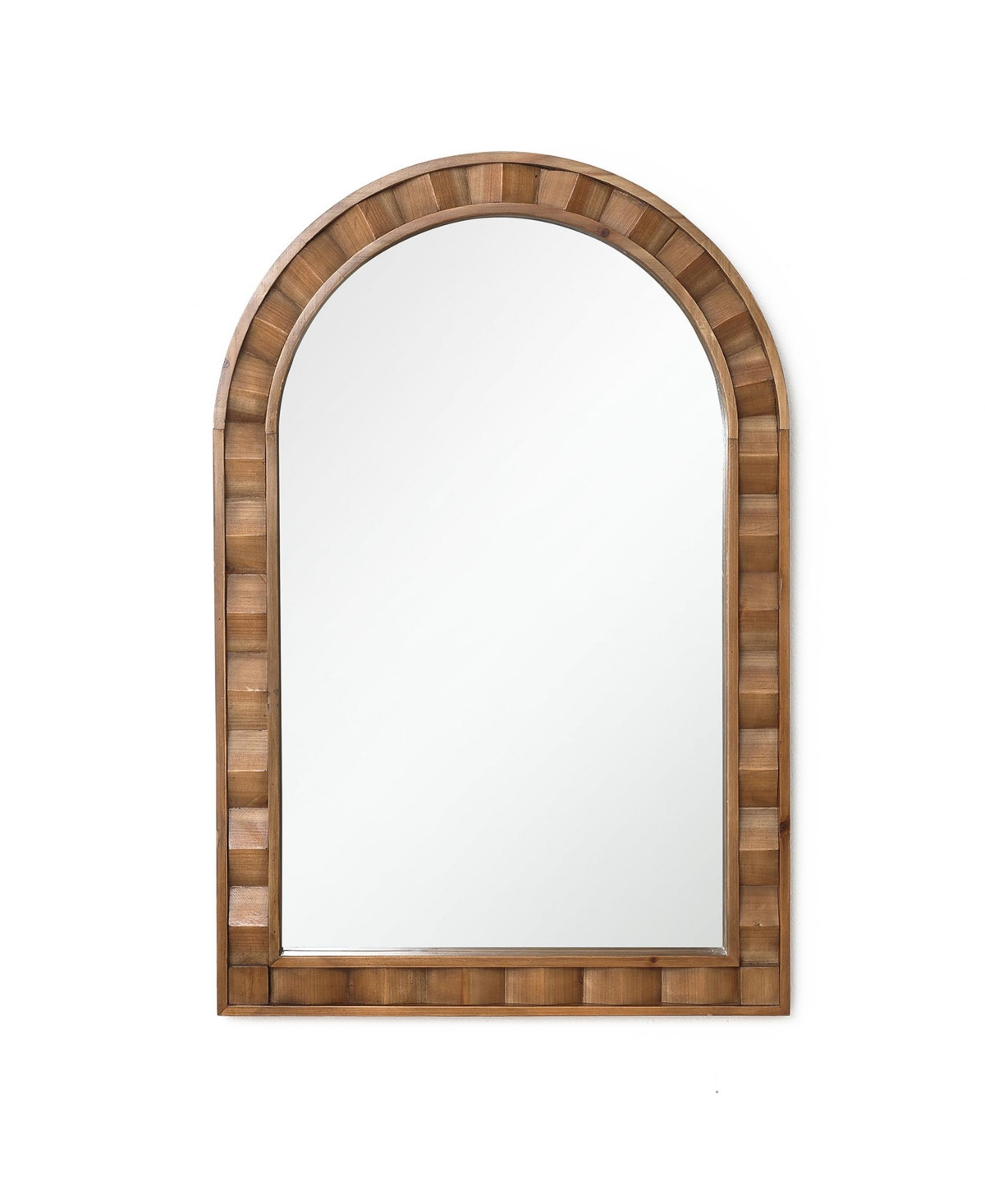 LuxenHome Natural Wood Frame Arch Rectangle Wall Mirror, 35.4” Tall Rustic Home Decor - Natural wood | Macy's