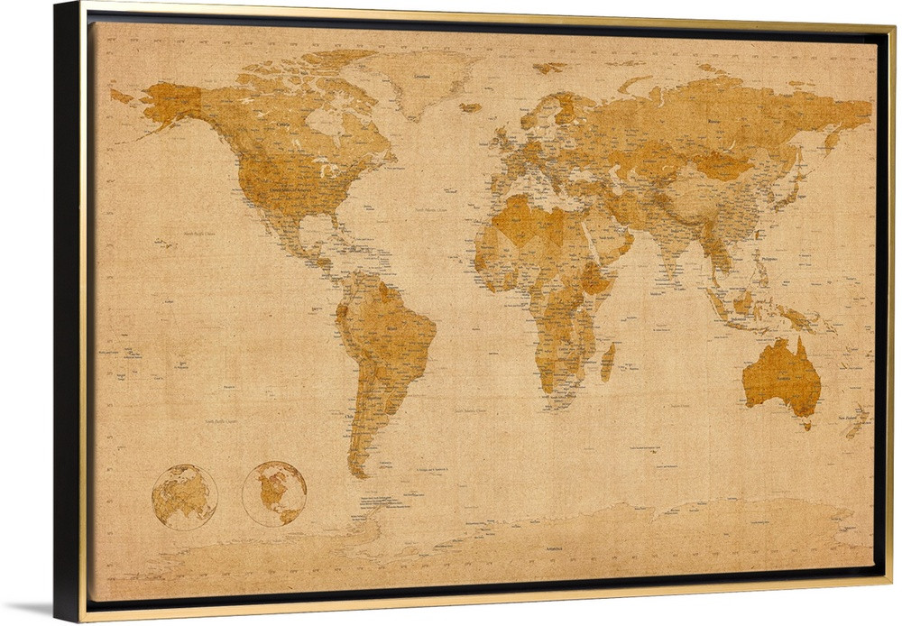 Map of the world in antique style Wall Art | Great Big Canvas - Dynamic