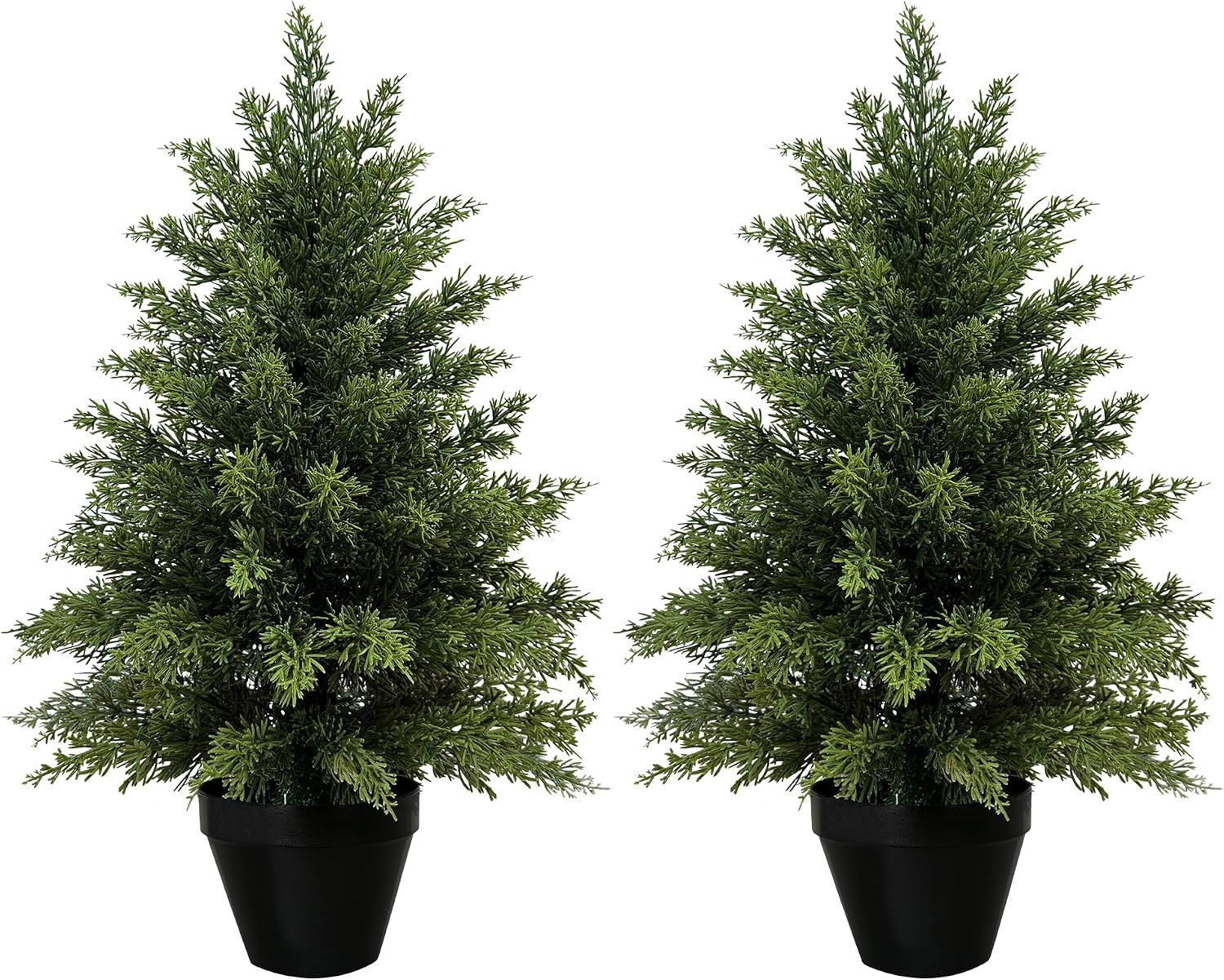 2 Pack 2ft Artificial Cedar Trees for Outdoors (UV Resistant), Potted Faux Cedar Topiary Plants for Front Porch, Realistic Evergreen Shrub for Entryway & Patio Decor | Amazon (US)