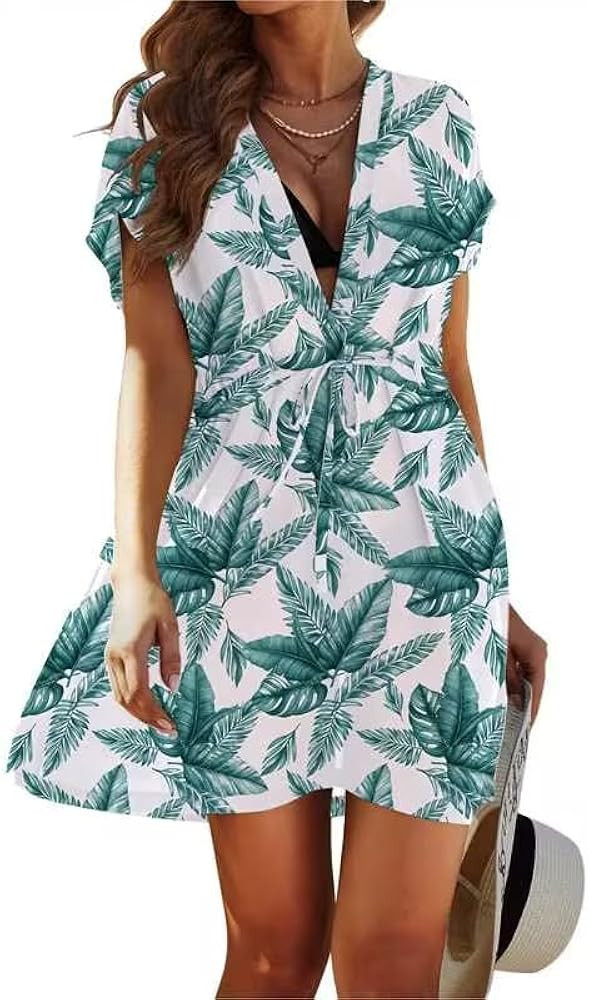 Avidlove Swimsuit Cover Ups for Women Beach Chiffon Swimwear Coverup Sheer Sexy V-Neck Beachwear | Amazon (US)