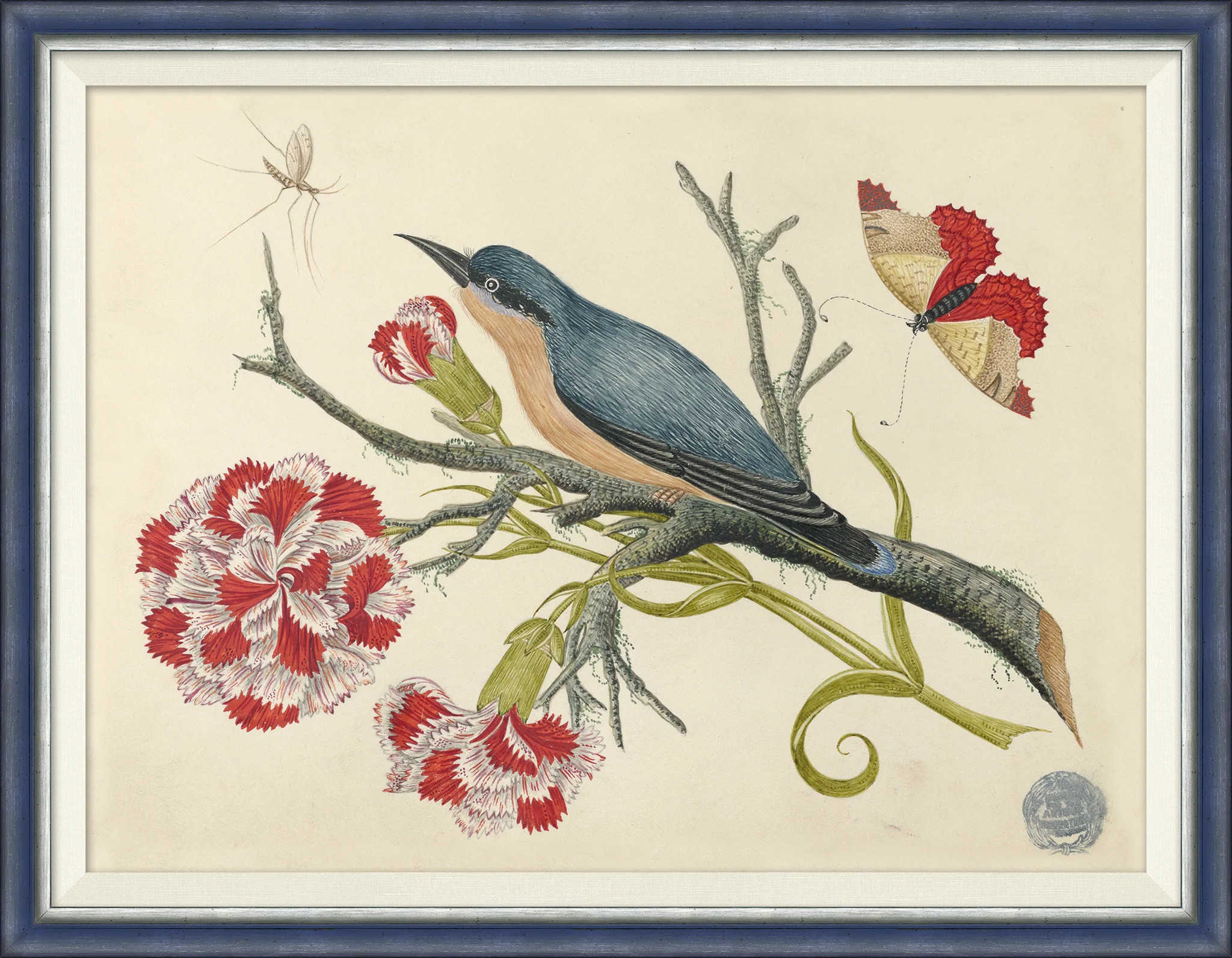18th Century Floral Bouquets with Birds IV - Single Picture Frame Painting | Perigold