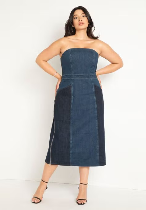 Strapless Denim Dress | Eloquii