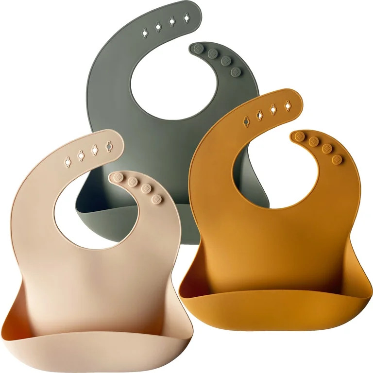Moonkie Silicone Baby Bibs Set Of 3, BPA Free Soft Adjustable Fit Waterproof Feeding Bibs for Bab... | Walmart (US)