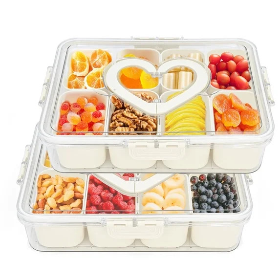 Soulgenix Divided Serving Tray, Snackle Box Containers with Lid and Handle,  Portable 8-Compartme... | Walmart (US)