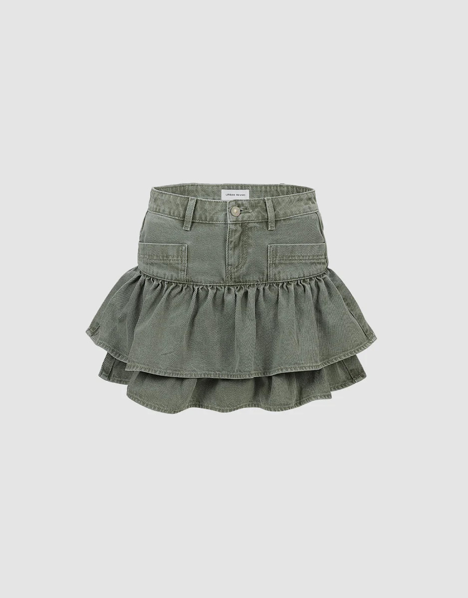 Ruffle Mini Denim Skirt | Urban Revivo