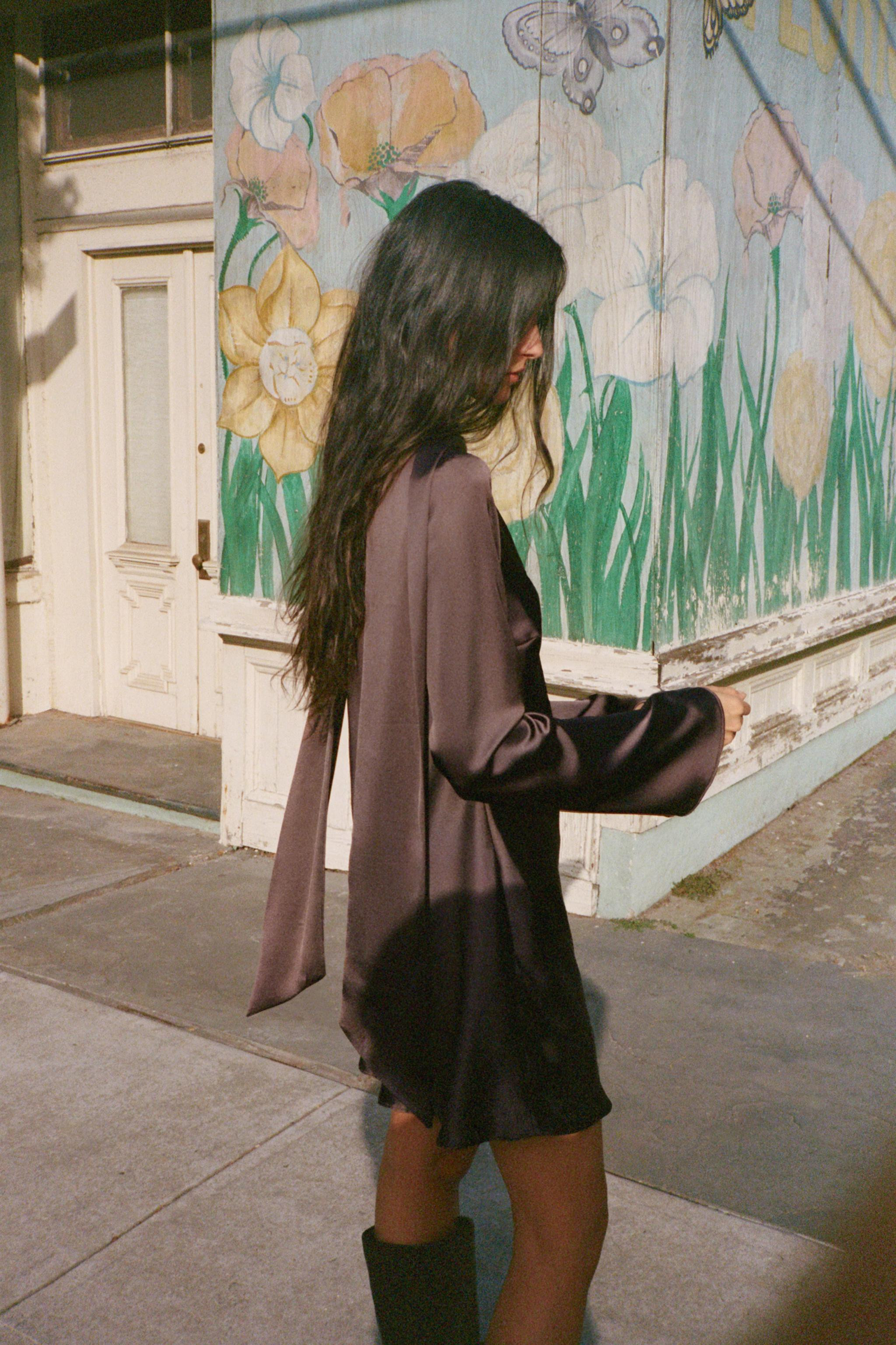 SATIN DRESS WITH FOULARD | Zara UK