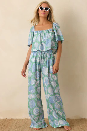 Paradisa Caladesi Oceana Blue Multi Flowy Crop Top | Red Dress