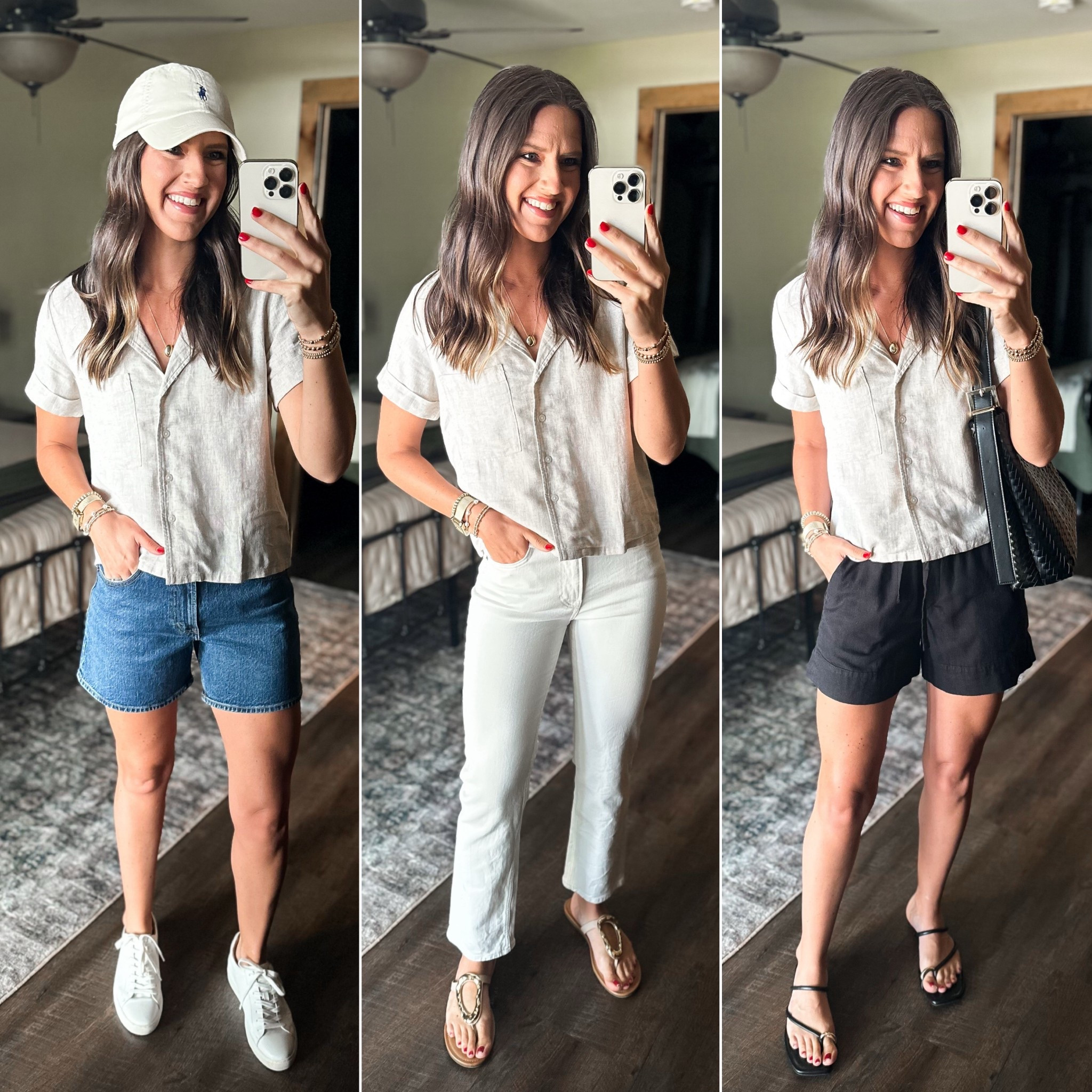 Summer Capsule Wardrobe - Linen Camp Shirt 

Top (small) 
Denim shorts (size 27) 
White jeans (size 27) 
Black linen shorts (size down, I’m in a xs) 


#LTKFindsUnder50 #LTKFindsUnder100 #LTKStyleTip