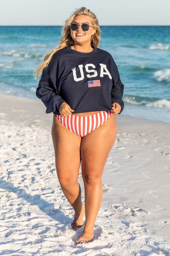 Athletic USA Flag Navy Sweatshirt | Pink Lily