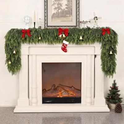 9ft Real Touch Cedar Garland - Artificial Christmas Garland Fake Green Faux Thick And Lush Pine Needles Garlands For Table Fireplace Mantle Holiday Ho | Wayfair North America