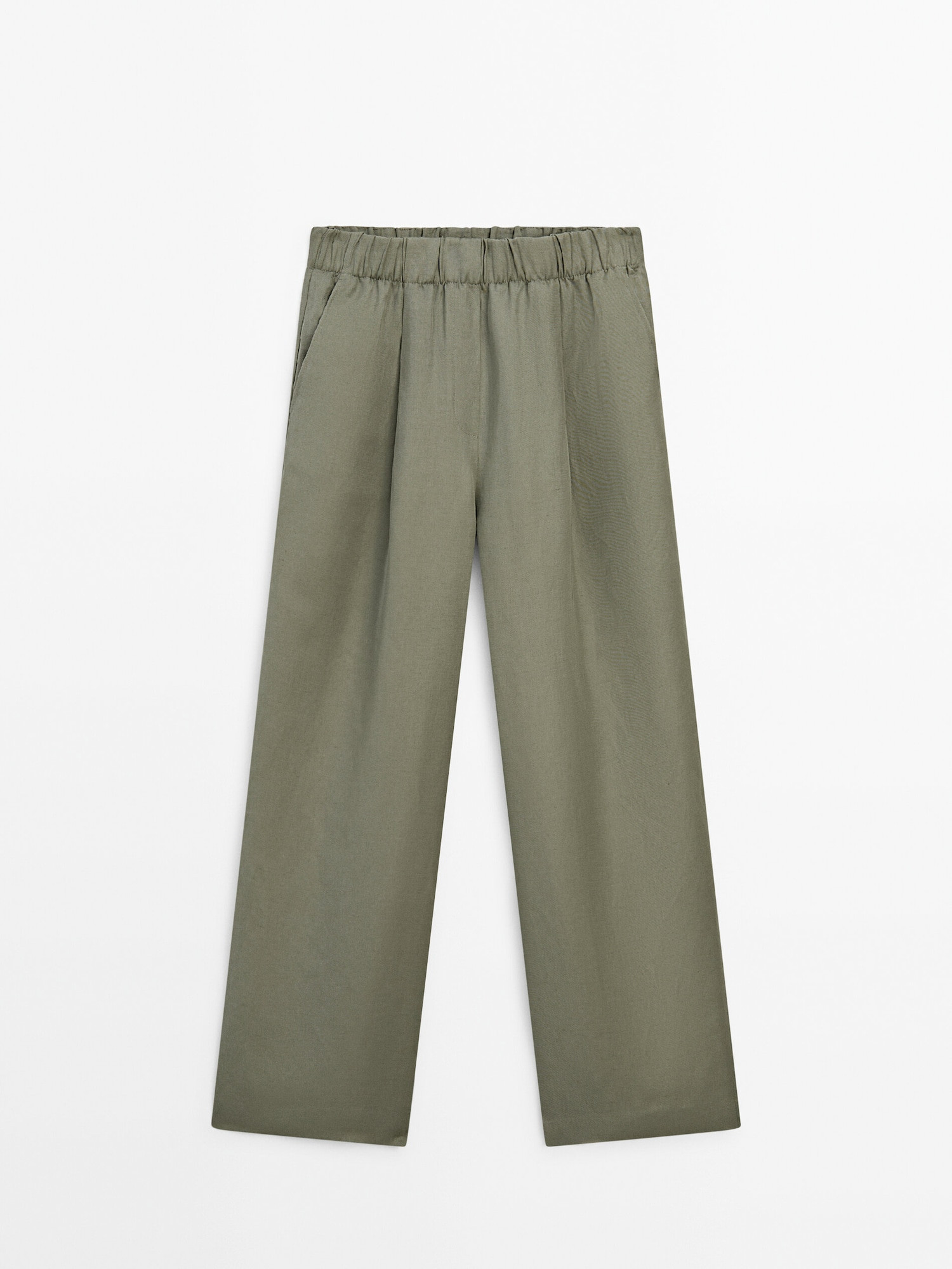 Wide-leg co-ord trousers with elasticated waistband | Massimo Dutti UK
