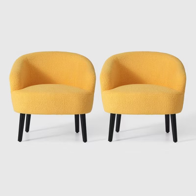 WestinTrends Alexandria 29" Wide Mid Century Modern Barrel Accent Arm Chair (Set of 2), Sunset Gold | Target