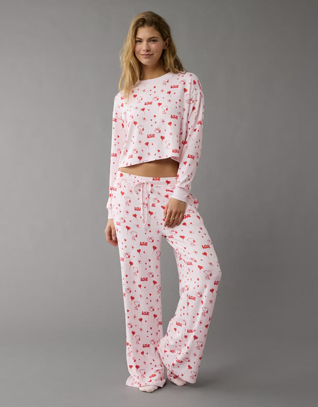 AE Snoopy Valentine's Day Plush Pants PJ Set | American Eagle Outfitters (US & CA)