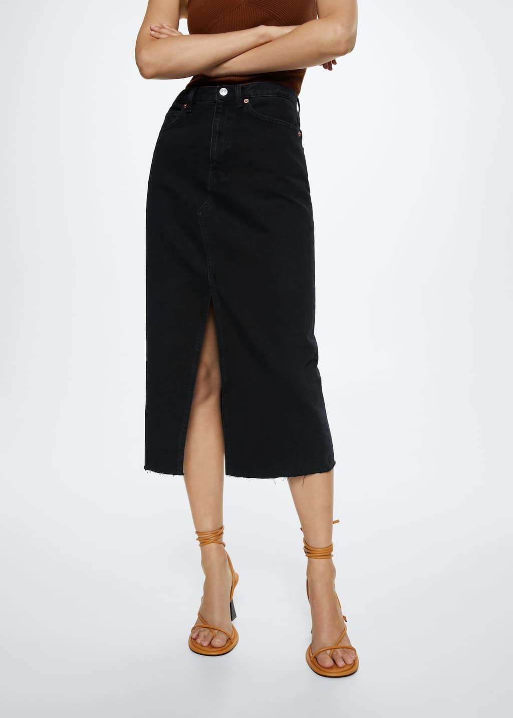 Slit denim skirt | MANGO (UK)