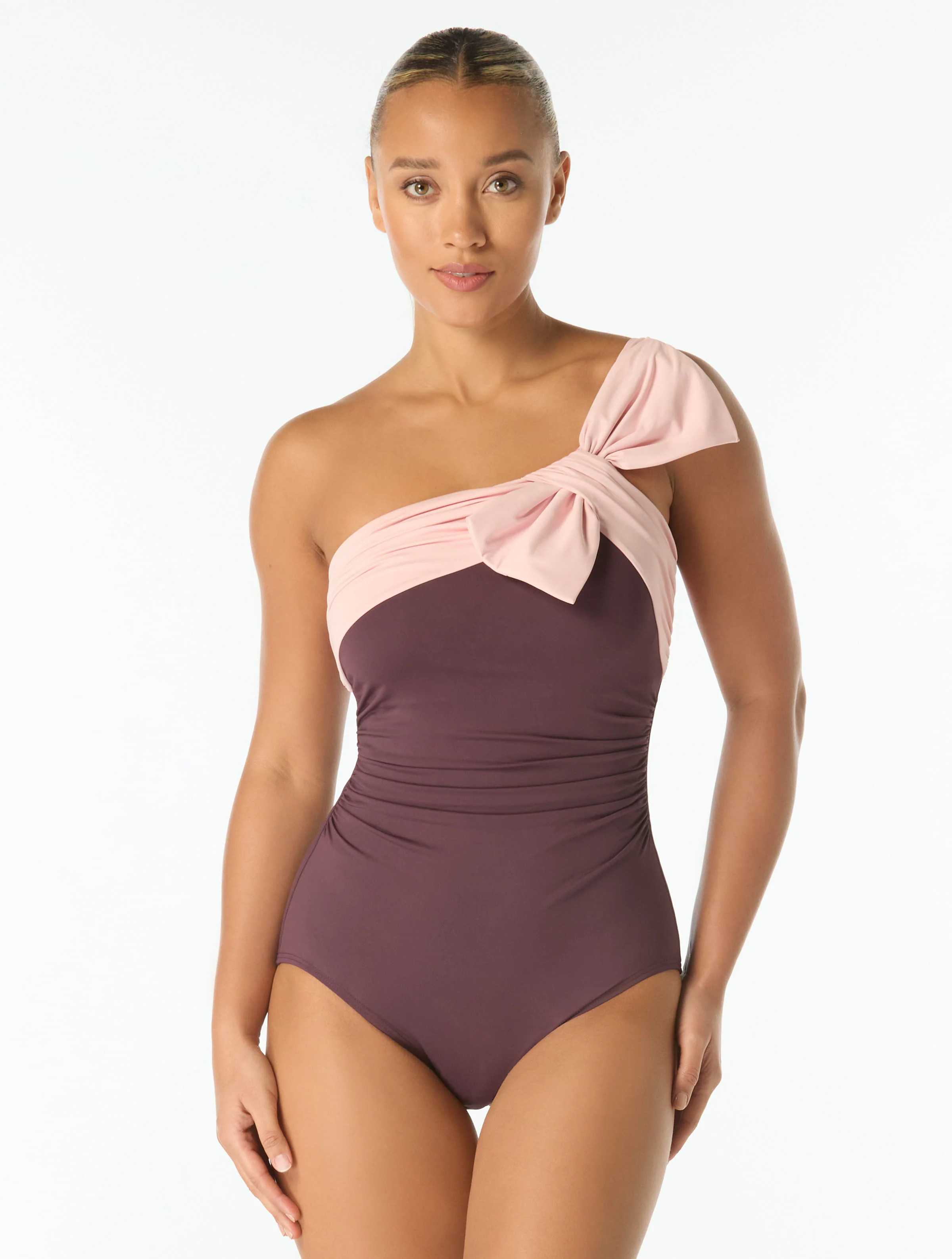 Carmen Marc Valvo One Shoulder Bow Underwire One Piece Swimsuit - Colo | Beach2Ocean