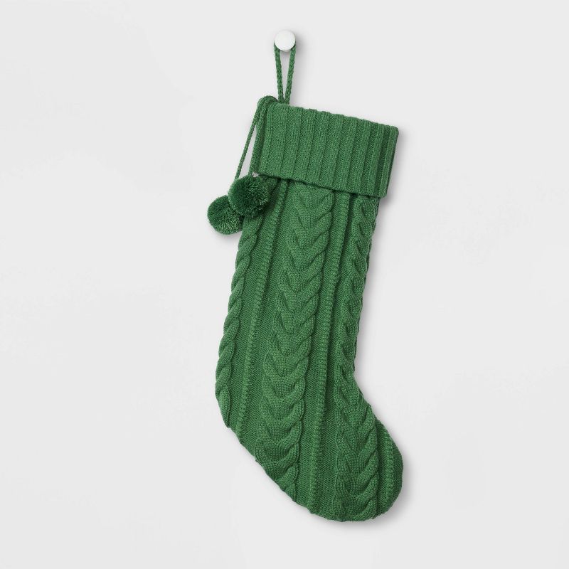 Cable Knit Christmas Stocking Green - Wondershop&#8482; | Target