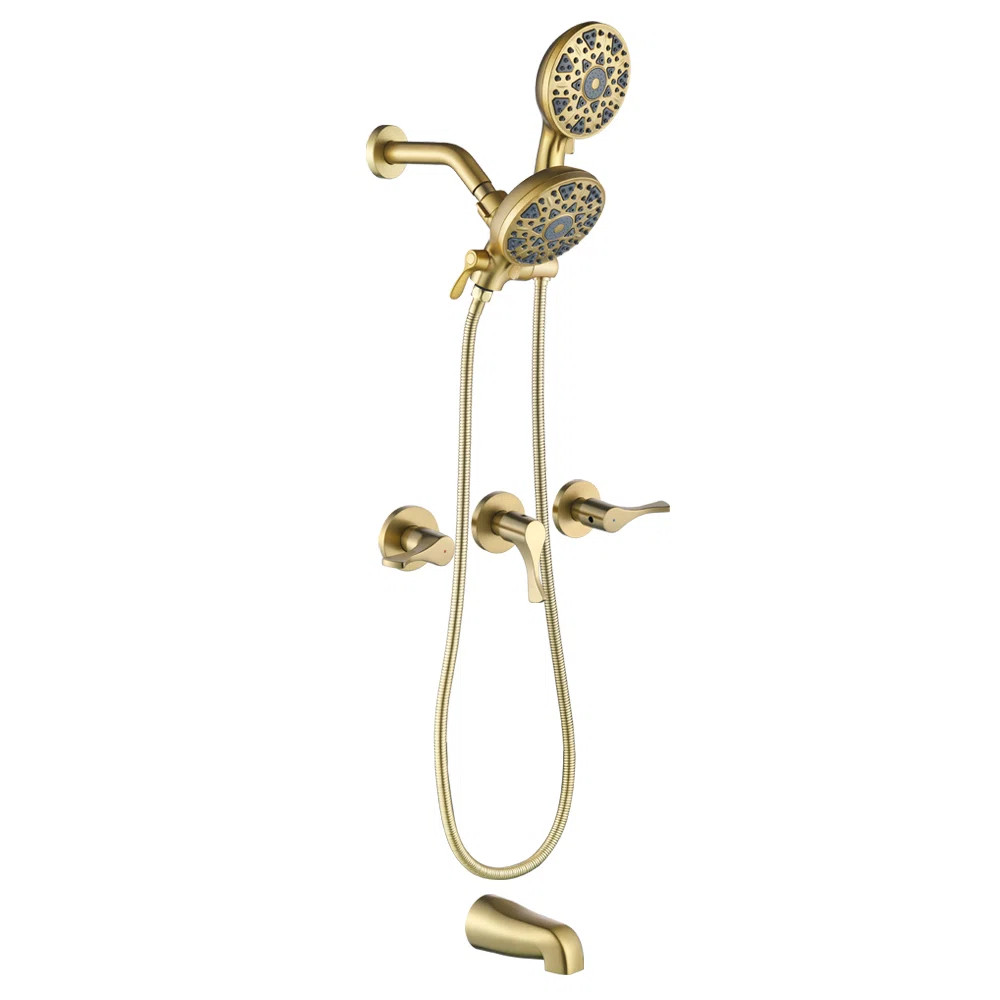 3 Handle Shower Faucet Set With Tub Spout Bathtub Shower Faucet Combo Set Shower System Complete ... | Wayfair North America