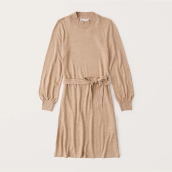 Long-Sleeve Cozy Belted Mini Dress | Abercrombie & Fitch (US)