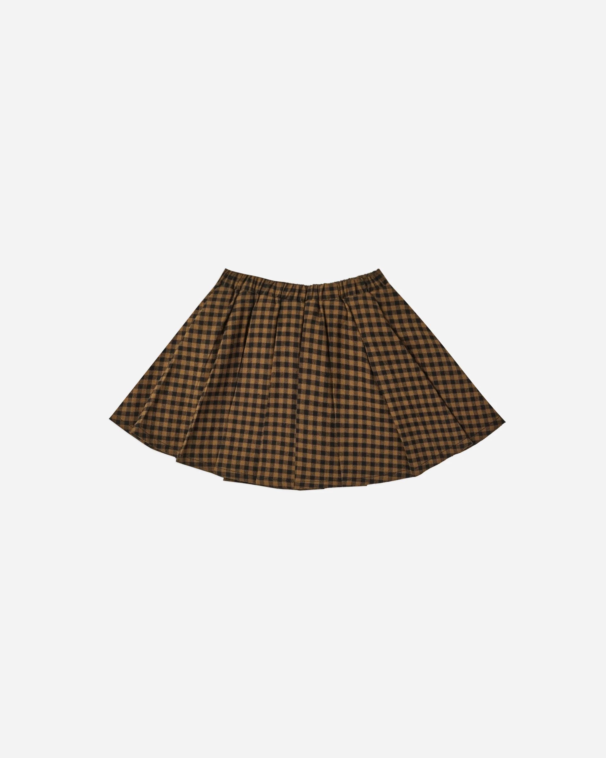 pleated mini skirt || chartreuse plaid | Rylee + Cru