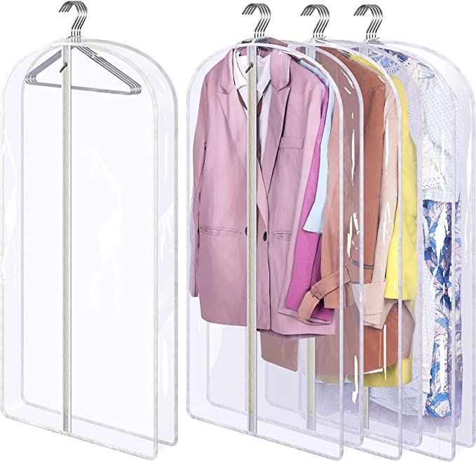 AOODA 40" Clear Garment Bags for Hanging Clothes Transparent Suit Bags for Closet Storage Coat Co... | Amazon (US)