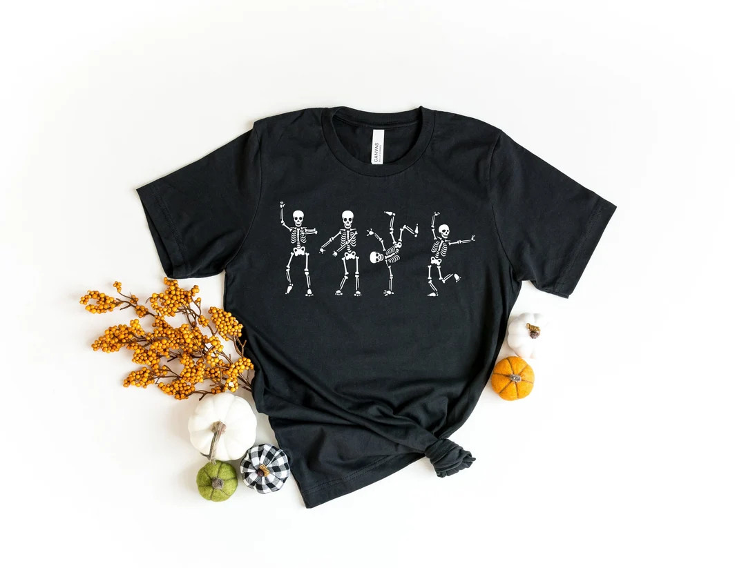 Dancing Skeleton Shirt Halloween Dancing Skeleton Shirt - Etsy | Etsy (US)