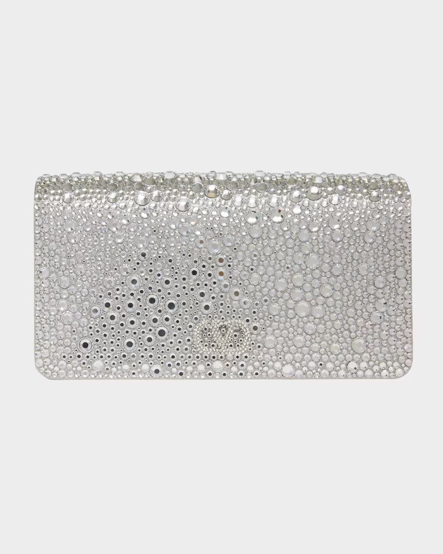 Valentino Garavani Crystal VLogo Clutch Bag | Neiman Marcus