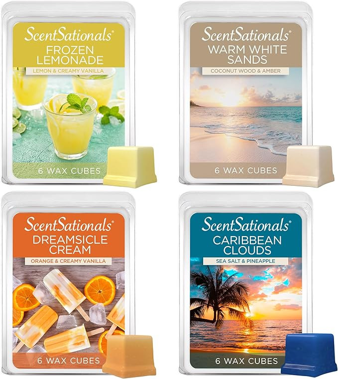 Scentsationals Wax Melts Staycation 4-Pack – Long Lasting Wax Cubes with Strong Scent for Warme... | Amazon (US)
