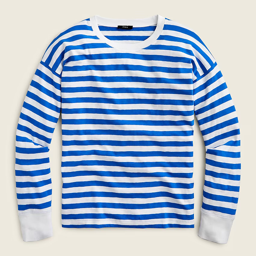 Long-sleeve slub cotton T-shirt in stripe | J. Crew US