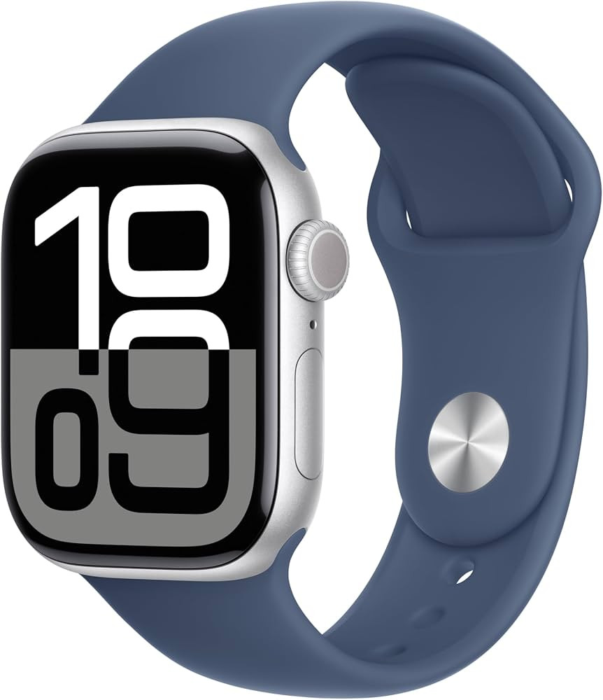 Apple Watch Series 10 [GPS 42mm] Smartwatch with Silver Aluminium Case with Denim Sport Band. Fit... | Amazon (CA)