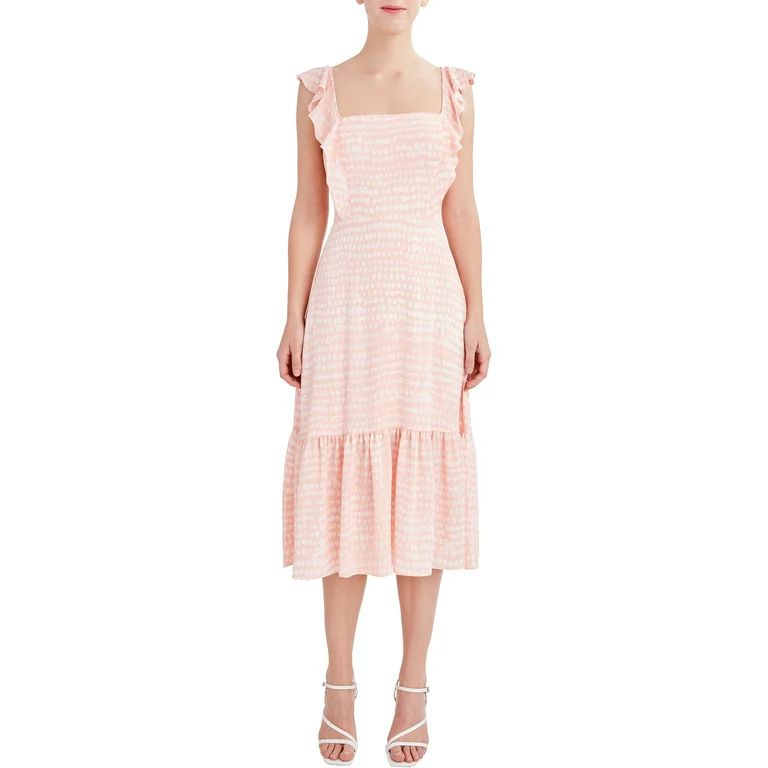 BCBG Paris Women's Ruffle Strap Midi Dress | Walmart (US)