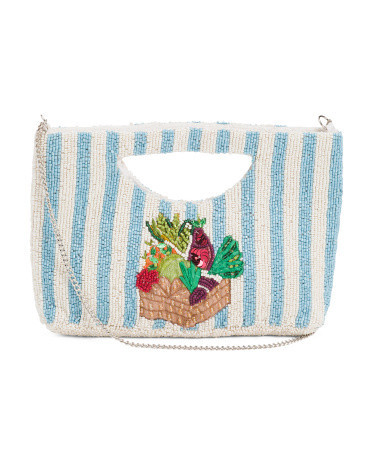 Beaded Veggie Striped Bag for Women | Leather | Marshalls