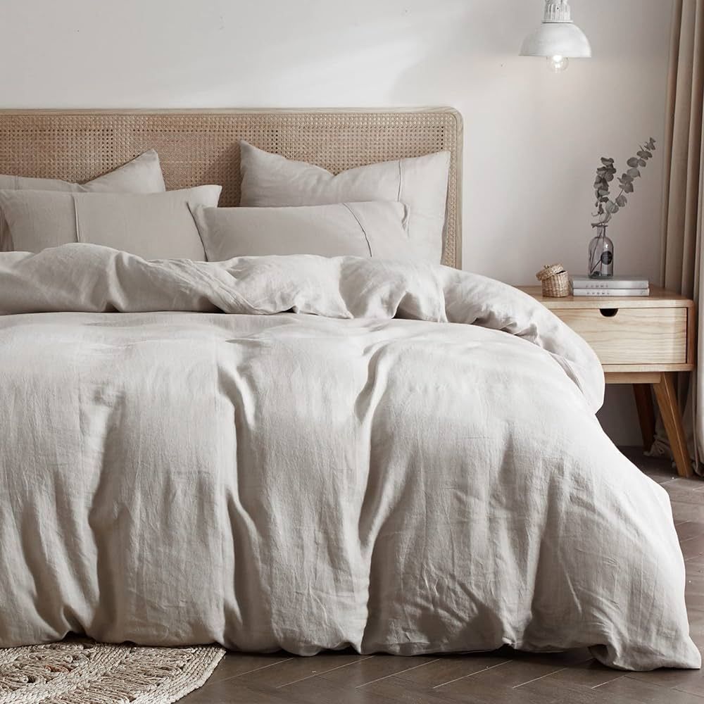Amazon.com: HYPREST Linen Duvet Cover King Size, 100% French Flax Linen Bedding Duvet Covers Soft... | Amazon (US)