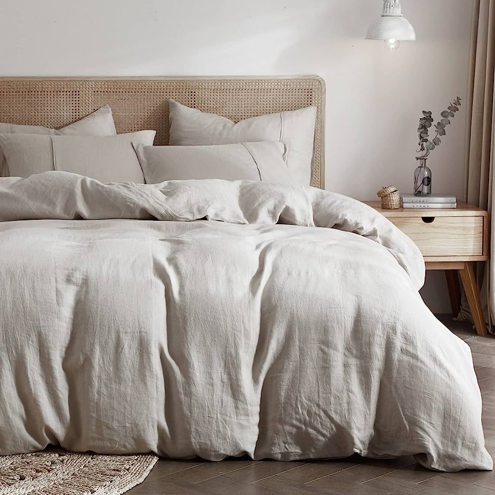 Amazon.com: HYPREST Linen Duvet Cover King Size, 100% French Flax Linen Bedding Duvet Covers Soft... | Amazon (US)