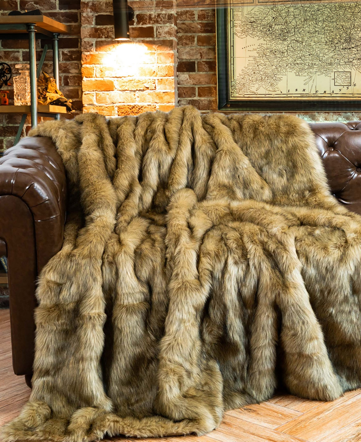 Battilo Luxury Tipped Faux Fur Throw, 50" x 60" - Brown | Macy's