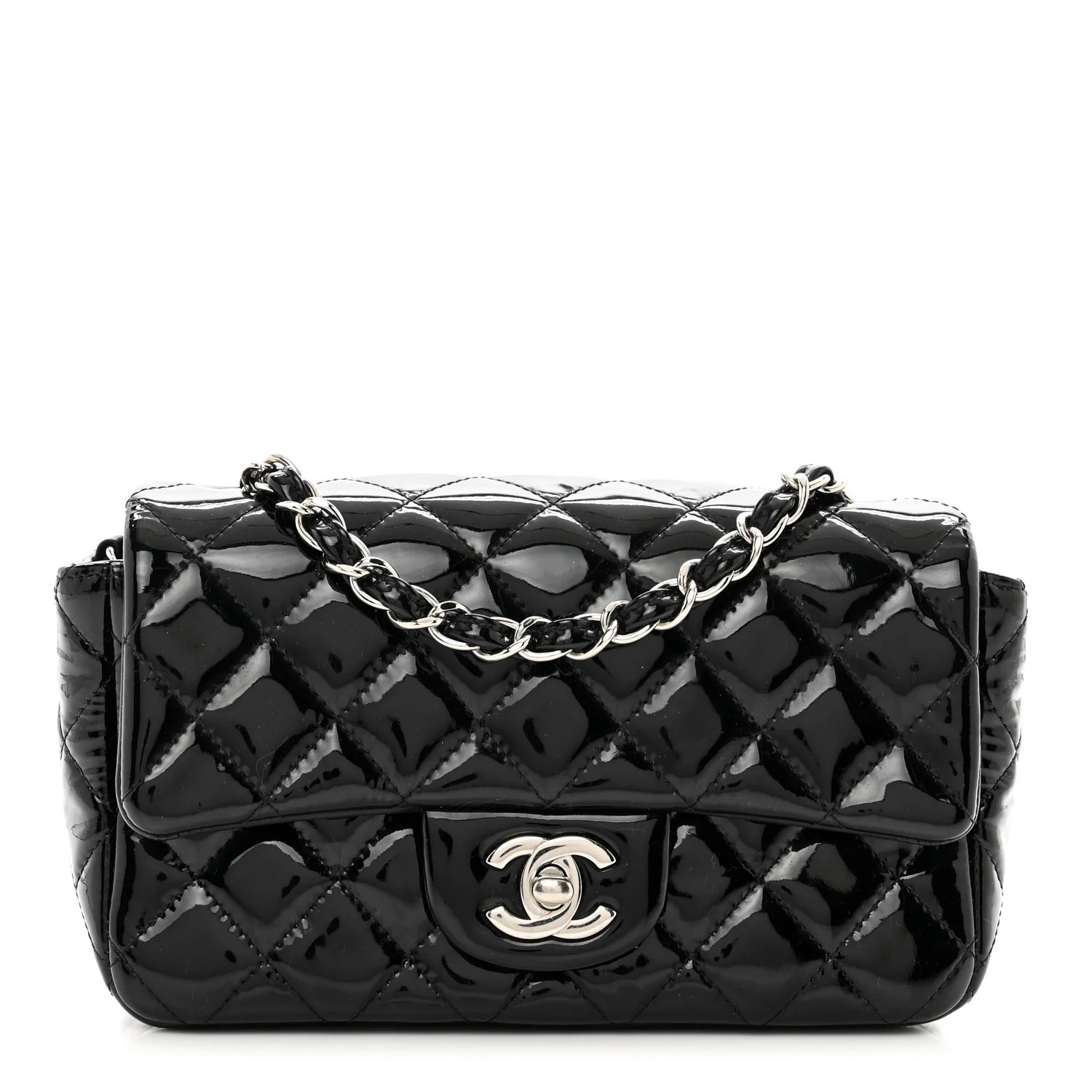 Patent Calfskin Quilted Mini Rectangular Flap Black | FASHIONPHILE (US)