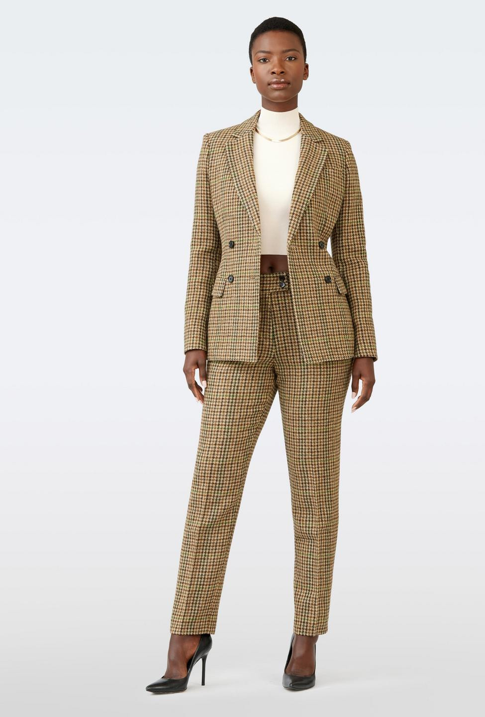 Custom Blazers Made For You - Belford Houndstooth with Hunter Green Blazer Women | INDOCHINO | Indochino