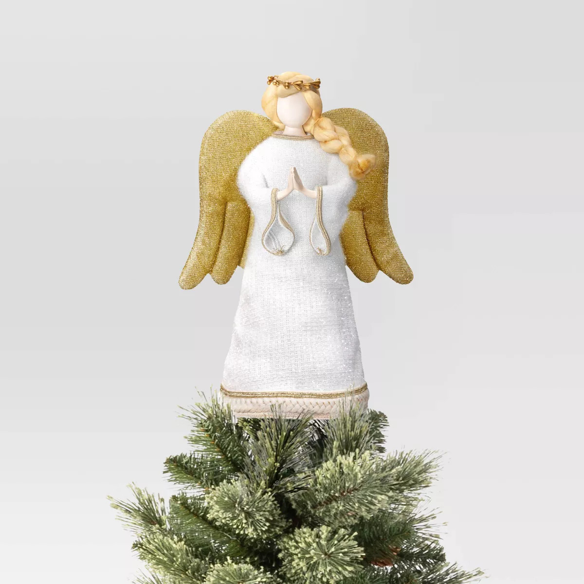 11.25" Fabric Angel Christmas Tree Topper White/Gold - Wondershop™ | Target